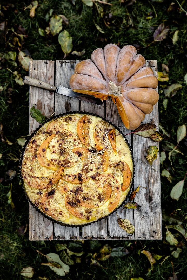 Kürbisgratin mit Currysahne